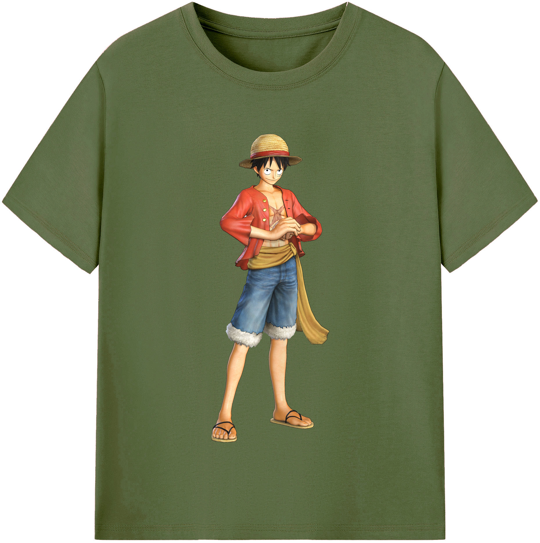 ワンピース モンキー・D・ルフィ ONE PIECE Monkey D. Luffy 綿100％半袖Tシャツ（フロントプリント）